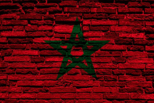 Flagge Marokkos Auf Ziegelsteinmauer — Stockfoto