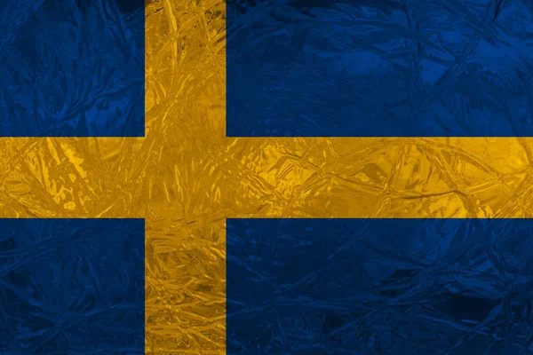 Sveriges Flagga Med Iseffekt — Stockfoto