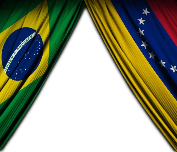 Brasiliens Och Venezuelas Flaggor Med Teatereffekt Illustration — Stockfoto