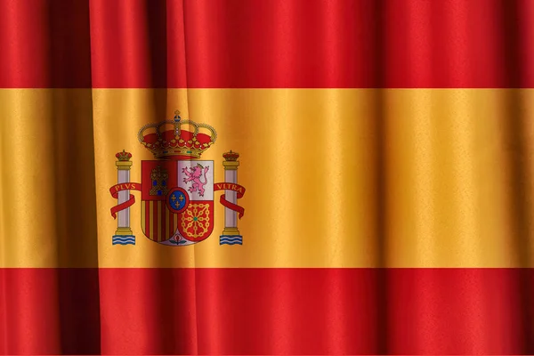 Spanska Flaggan Vågigt Draperi — Stockfoto