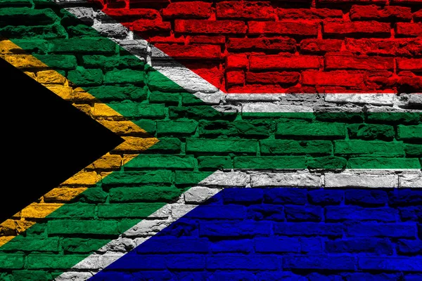 Bandera Sudáfrica Pared Ladrillo — Foto de Stock