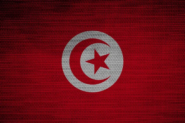 Tunísia Bandeira Textura Tecido — Fotografia de Stock