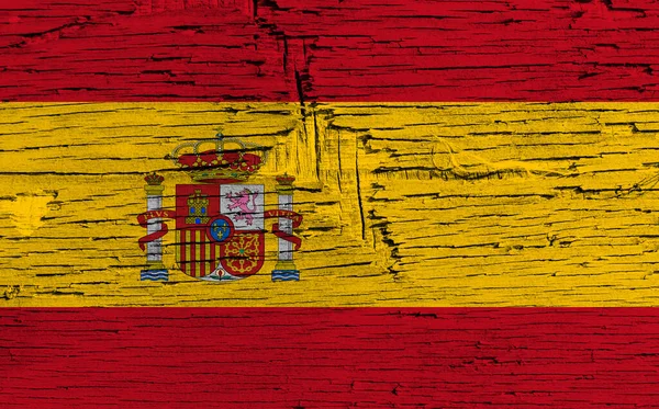 Holz Hintergrund Der Dekorativen Bunten Flagge Von Spanien — Stockfoto