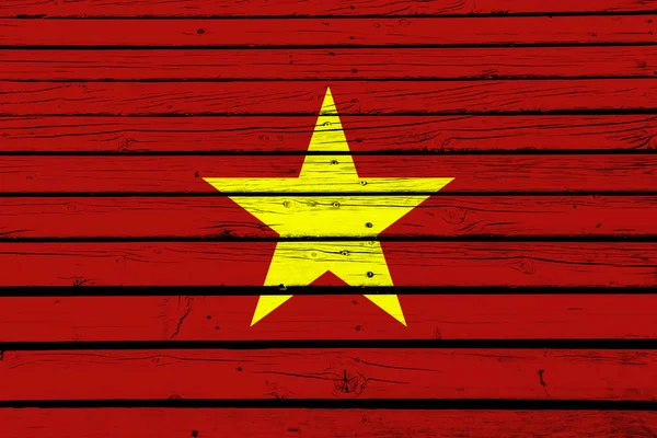 越南彩旗的木制背景 — 图库照片