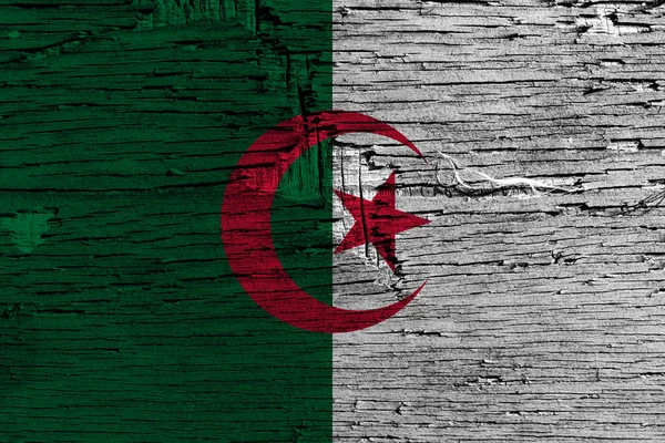 Algerijnse Vlag Branden Van Houten Tafel — Stockfoto