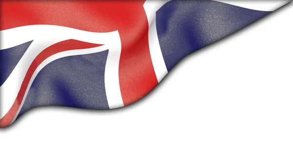 Witte Achtergrond Met Britse Vlag Glittergoud Rendering — Stockfoto