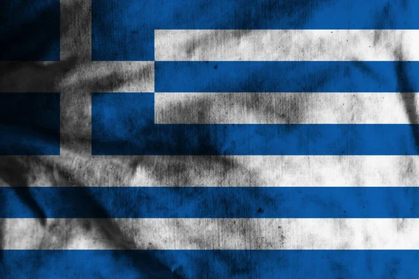 Bandera Grecia Sobre Tela Vieja —  Fotos de Stock