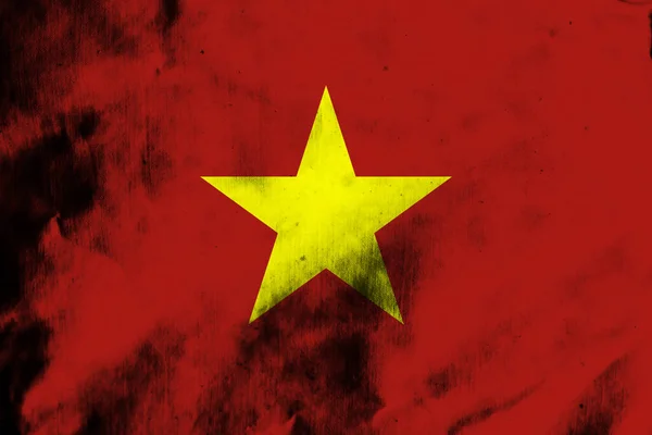 ベトナムの装飾的なカラフルな旗の古い繊維の背景 — ストック写真