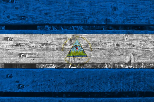 Bandera Nicaragua Sobre Tablas Madera — Foto de Stock