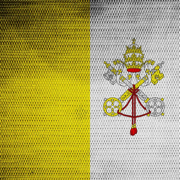 Vatikan Dekoratif Renkli Bayrağıyla Eski Kumaşın Arka Planı — Stok fotoğraf