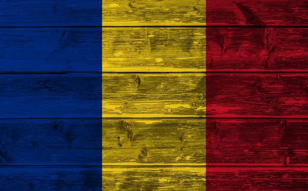 Romanya Nın Dekoratif Renkli Bayrağının Ahşap Arka Planı — Stok fotoğraf