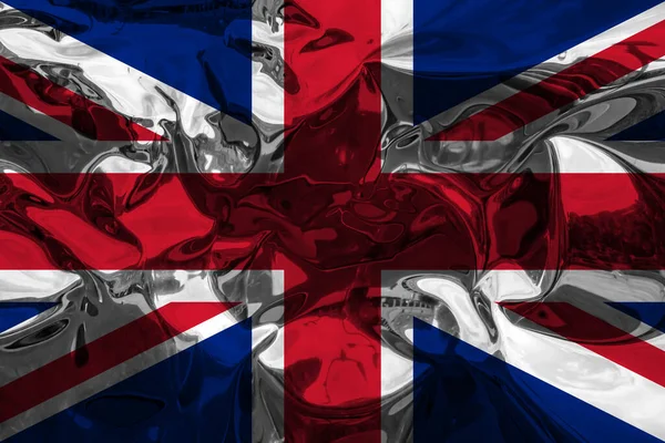 Bakgrund Med Flagga Storbritannien Med Metalliska Höjdpunkter Illustration — Stockfoto