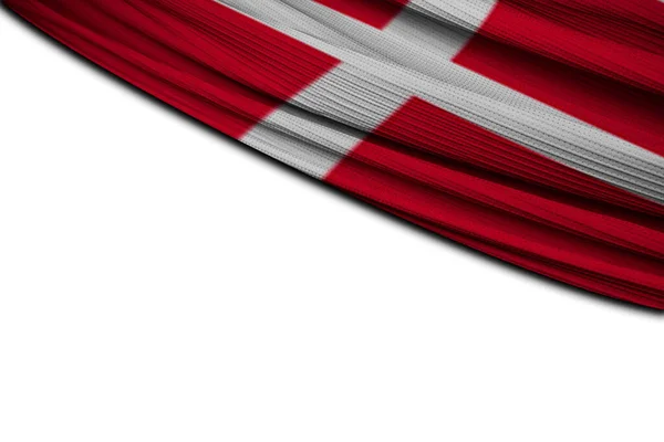 Drape Van Vlag Van Denemarken Witte Achtergrond — Stockfoto