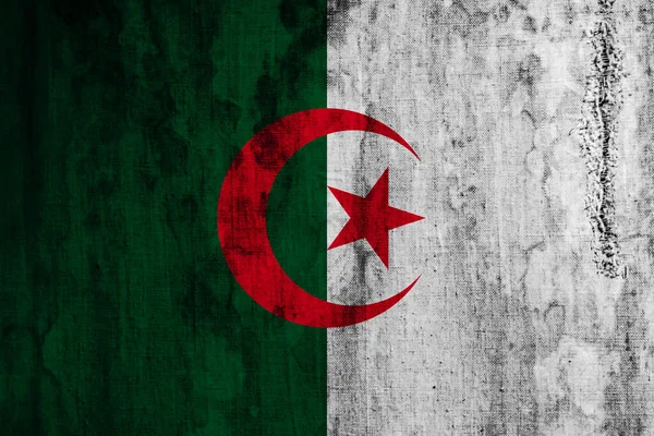 Bandera Argelia Sobre Tela Vieja —  Fotos de Stock