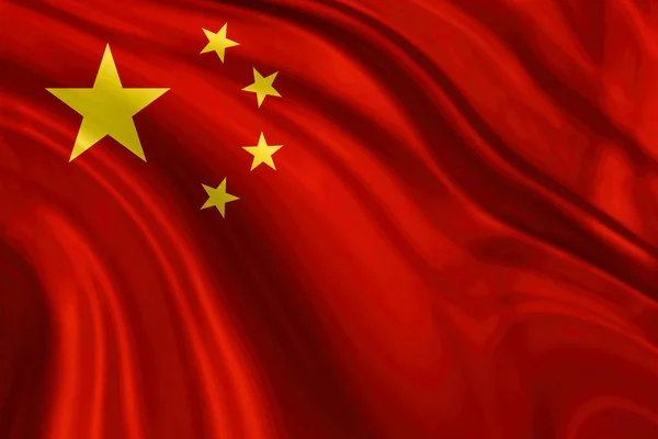 Textil Bakgrund Dekorativa Färgglada Flagga Kina — Stockfoto