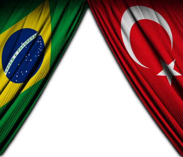 Прапори Бразилії Туреччини Мають Театральний Ефект Ілюстрація — стокове фото