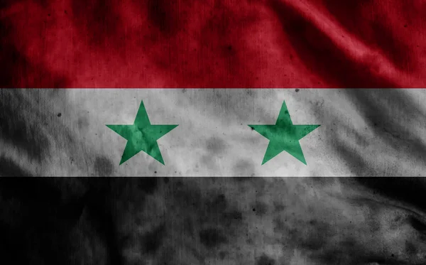 Syriens Flagga Gammalt Tyg — Stockfoto