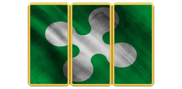 Lombardia Flagge Auf Quadratischen Metallknöpfen Illustration — Stockfoto