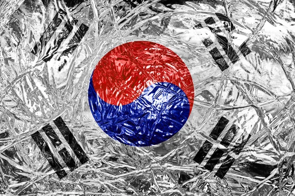 Bandiera Della Corea Del Sud Con Effetto Ghiaccio — Foto Stock