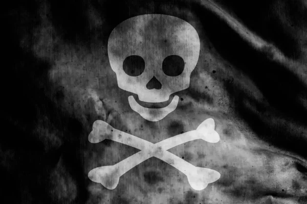 Bandiera Pirata Tessuto Vecchio Rovinato — Foto Stock