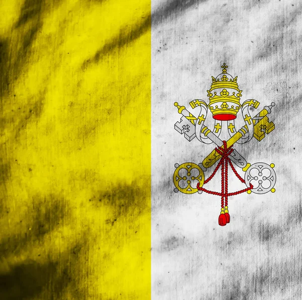 Fondo Tela Vieja Con Bandera Colorida Decorativa Del Vaticano — Foto de Stock