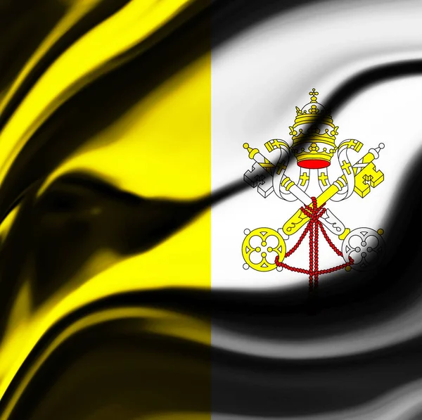 Fondo Con Bandera Decorativa Colores Del Vaticano Las Olas Oscuras — Foto de Stock