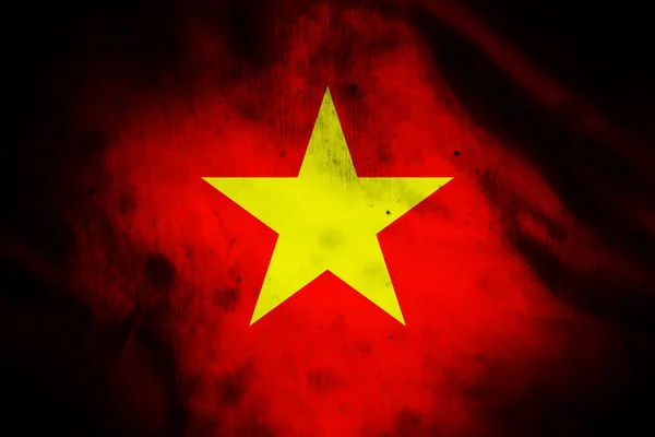 越南色彩艳丽的国旗的旧纺织品背景 — 图库照片