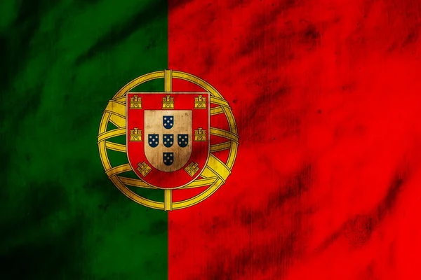 Flaga Portugalii Starej Tkaninie — Zdjęcie stockowe