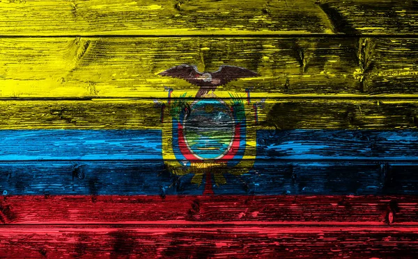 Bandera Ecuador Sobre Tablas Madera —  Fotos de Stock
