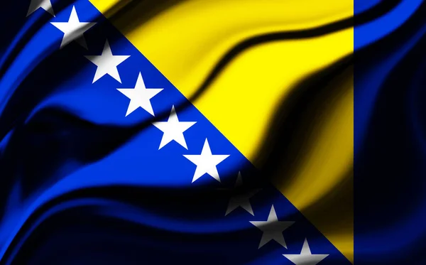 Antecedentes Con Bandera Bosnia Herzegovina Con Olas Ilustración —  Fotos de Stock