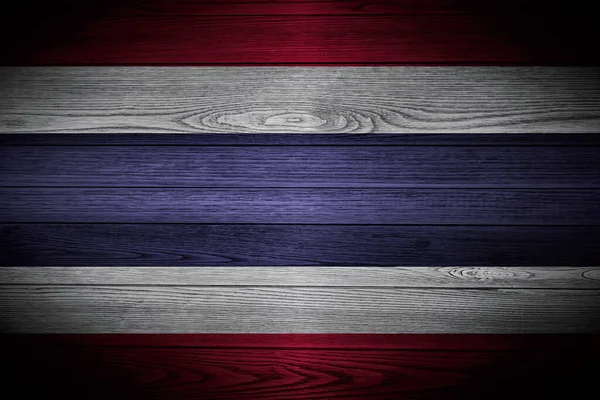 Thailändische Flagge Auf Holzbrettern — Stockfoto