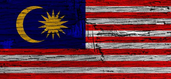 マレーシアの装飾的なカラフルな旗の木製の背景 — ストック写真