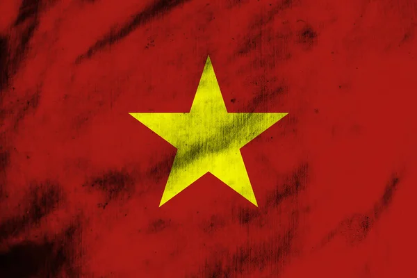 Старый Текстильный Фон Декоративного Красочного Флага Вьетнама — стоковое фото