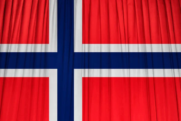 Bandera Noruega Sobre Tela Ondulada —  Fotos de Stock