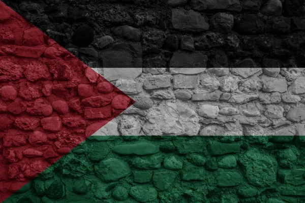 Fondo Pared Piedra Bandera Colorida Decorativa Palestina —  Fotos de Stock