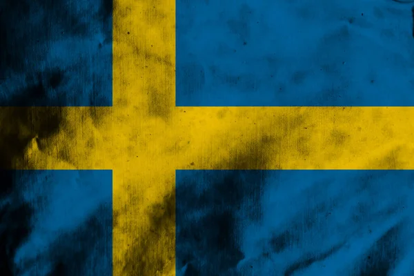 Schwedenflagge Auf Altem Stoff — Stockfoto