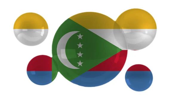Comore Szigeteki Zászló Buborékokon Illusztráció — Stock Fotó