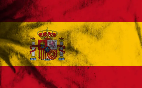 Španělská Vlajka Staré Tkanině — Stock fotografie