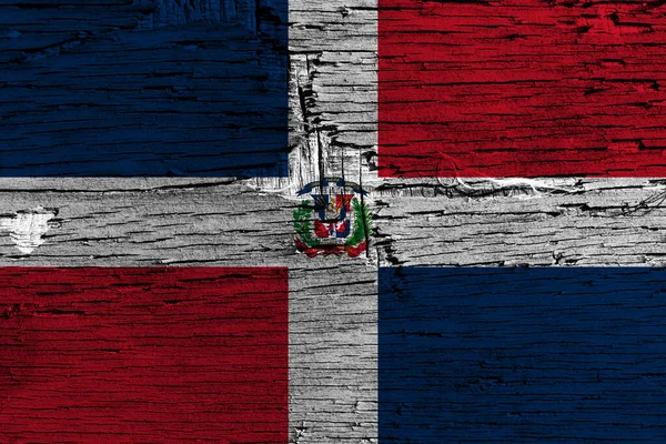 Σημαία Δομινικανής Δημοκρατίας Στις Ξύλινες Σανίδες — Φωτογραφία Αρχείου