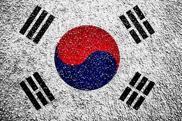Kırışık Duvarda Güney Kore Bayrağı — Stok fotoğraf