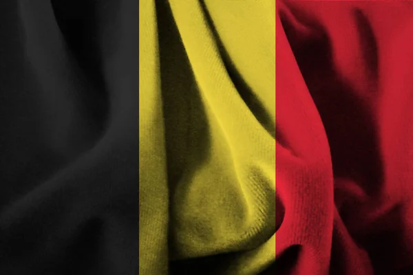 Bandeira Bélgica Tecido Ondulado — Fotografia de Stock