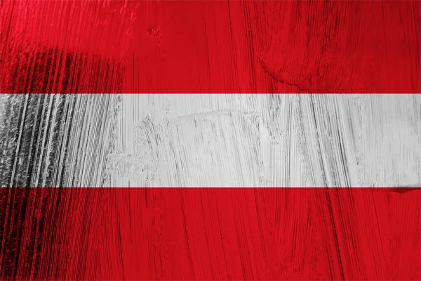 Flaga Austrii Zarysowanym Efektem Metalowym — Zdjęcie stockowe