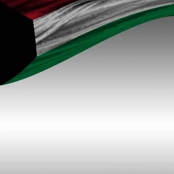 Zászló Kuvait Függöny Szürke Háttérrel — Stock Fotó