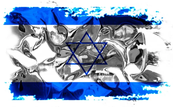 Hintergrund Mit Flagge Israels Mit Metallischen Highlights Illustration — Stockfoto