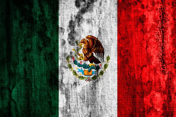 Bandera México Sobre Una Tela Vieja —  Fotos de Stock