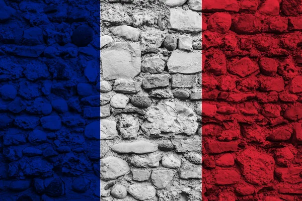 Vlag Van Frankrijk Bakstenen Muur — Stockfoto