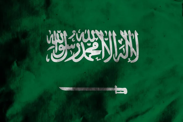 Drapeau Arabie Saoudite Sur Vieux Tissu — Photo
