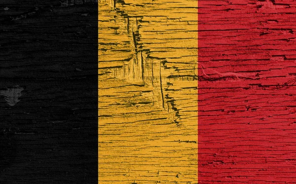 Bandeira Bélgica Fundo Madeira — Fotografia de Stock