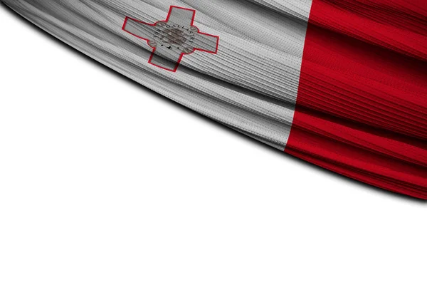 Bílé Pozadí Maltskou Vlajkou Závěs Ilustrace — Stock fotografie