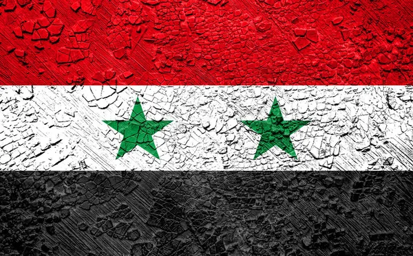 Syrien Flagga Vittrad Vägg — Stockfoto